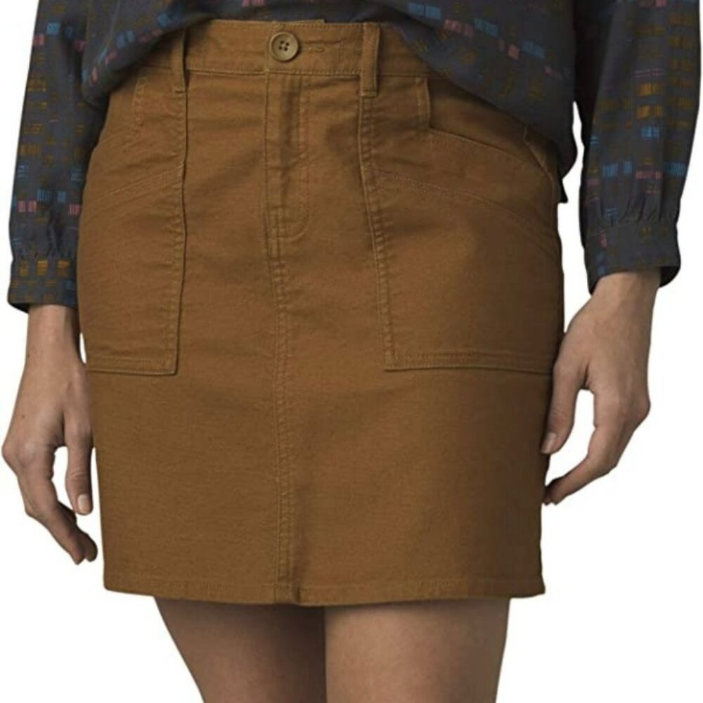 Prana Women's Walnut‎ Nikit Zip Up Pocketed Skirt, Size 8